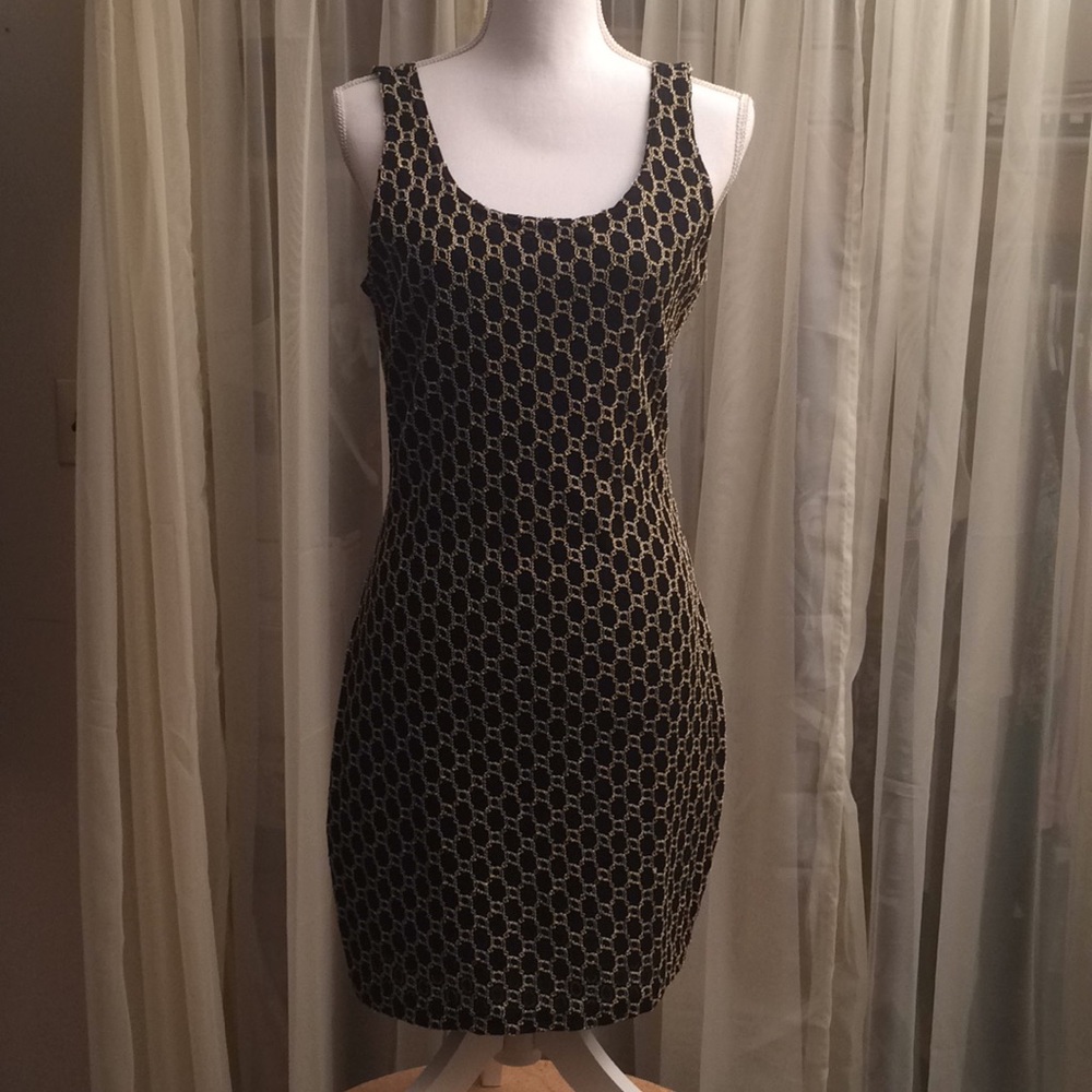Black & gold low back lined dress